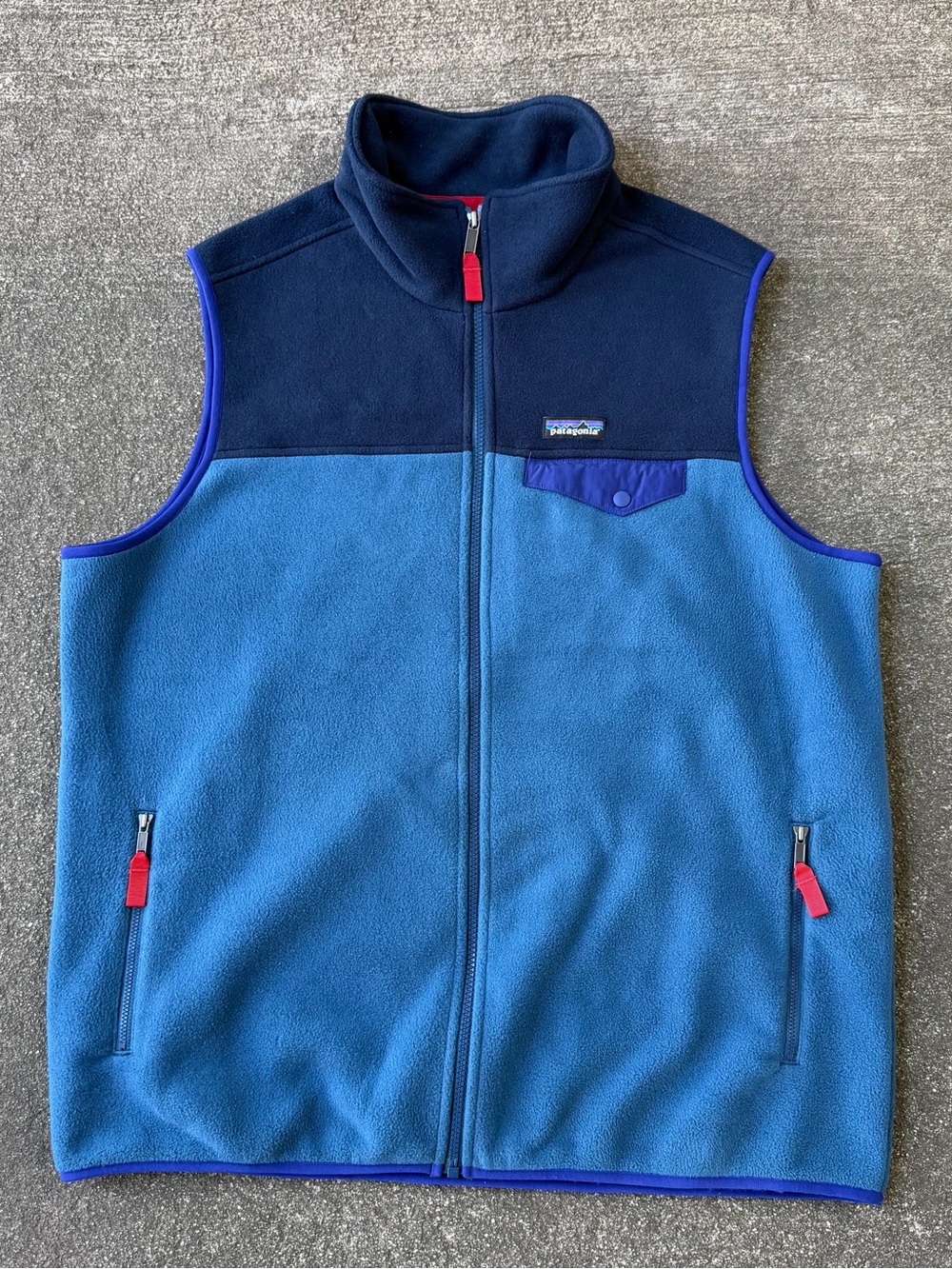 Patagonia Synchilla Snap-T Fleece Vest Men’s XL Glass Blue Colorblock 25500SP15